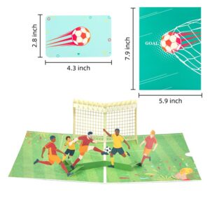 Paper Spiritz Football Soccer Pop Up Card, 3D Birthday Soccer Greeting Card with Envelope and Message Card, Laser Cut 3D Card For Fathers' Day, Thank You Card, Congratulations Card, Graduation Card, All Occasions