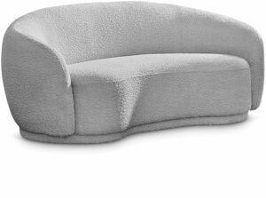 meridian furniture 693grey-l hyde collection modern | contemporary boucle fabric upholstered loveseat, grey, 64" w x 38" d x 27.5" h