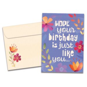 tree-free greetings - birthday cards - artful designs - 1 card + matching envelopes - made in usa - 100% recycled paper - 5"x7" - the best (go61207)