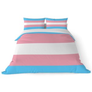 duvet cover sets full -transgender pride flag-bedding comforter set breathable setssoft microfiber 3 pcs