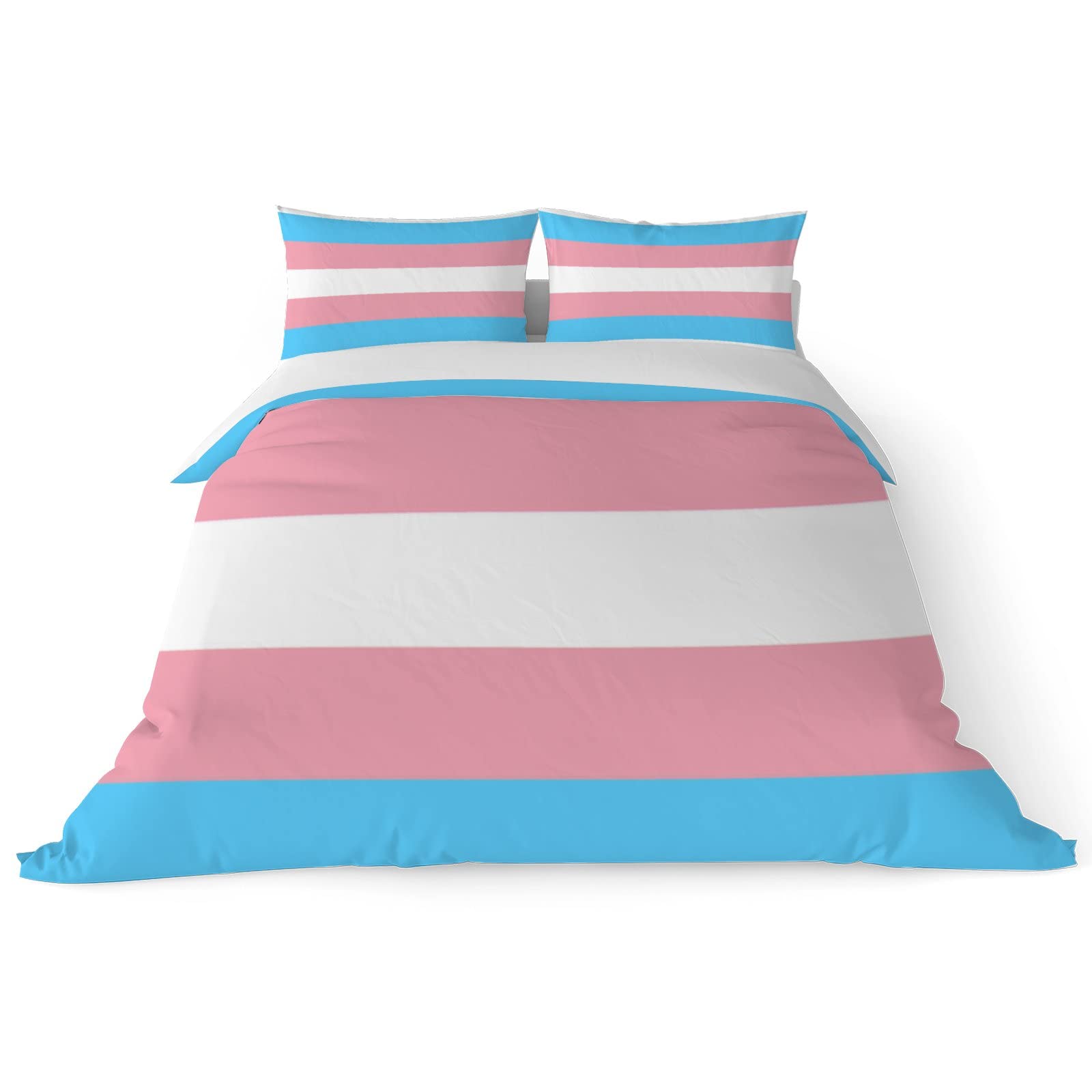 Duvet Cover Sets Full -Transgender Pride Flag-Bedding Comforter Set Breathable SetsSoft Microfiber 3 Pcs