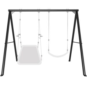 ikare upgraded 2 seats large swing frame heavy duty metal swing stand with ground nails, for kids, adults, fits for most swings, max weight 500 lbs, outdoor backyard play fun