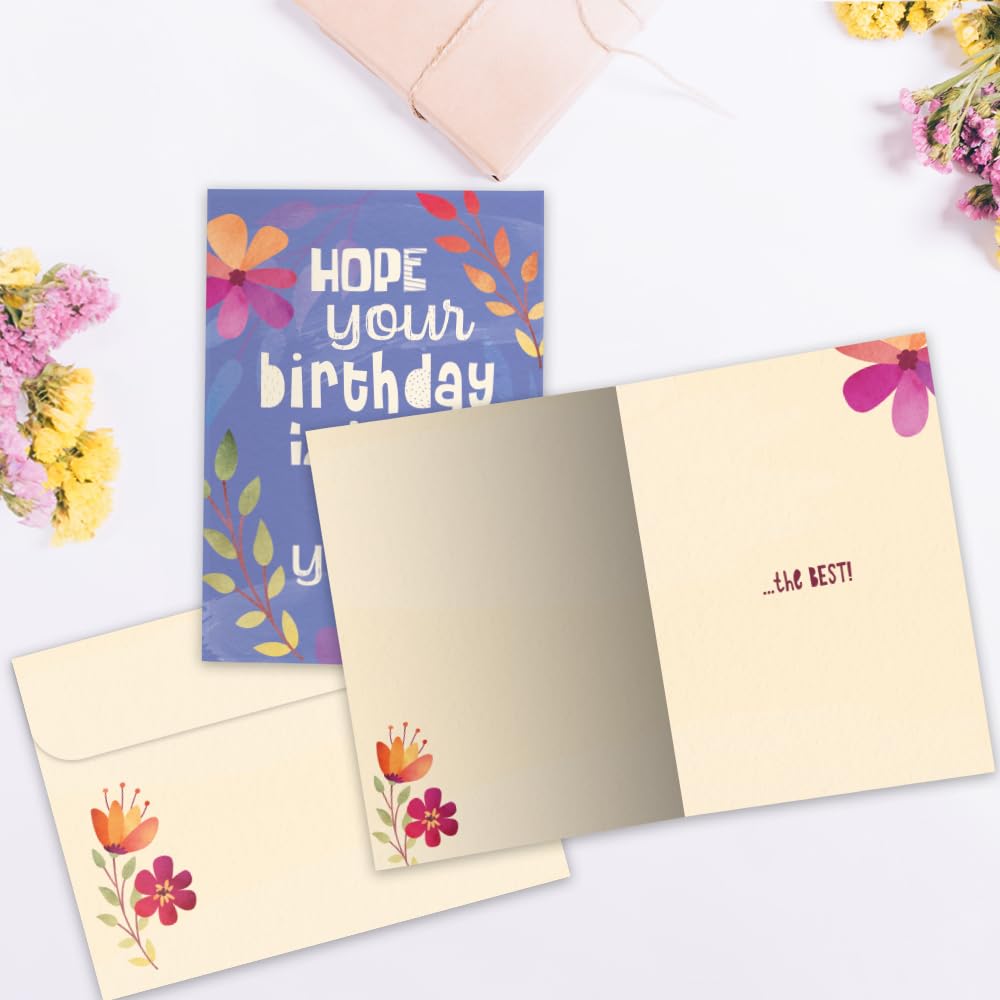 Tree-Free Greetings - Birthday Cards - Artful Designs - 1 Card + Matching Envelopes - Made in USA - 100% Recycled Paper - 5"x7" - The Best (GO61207)