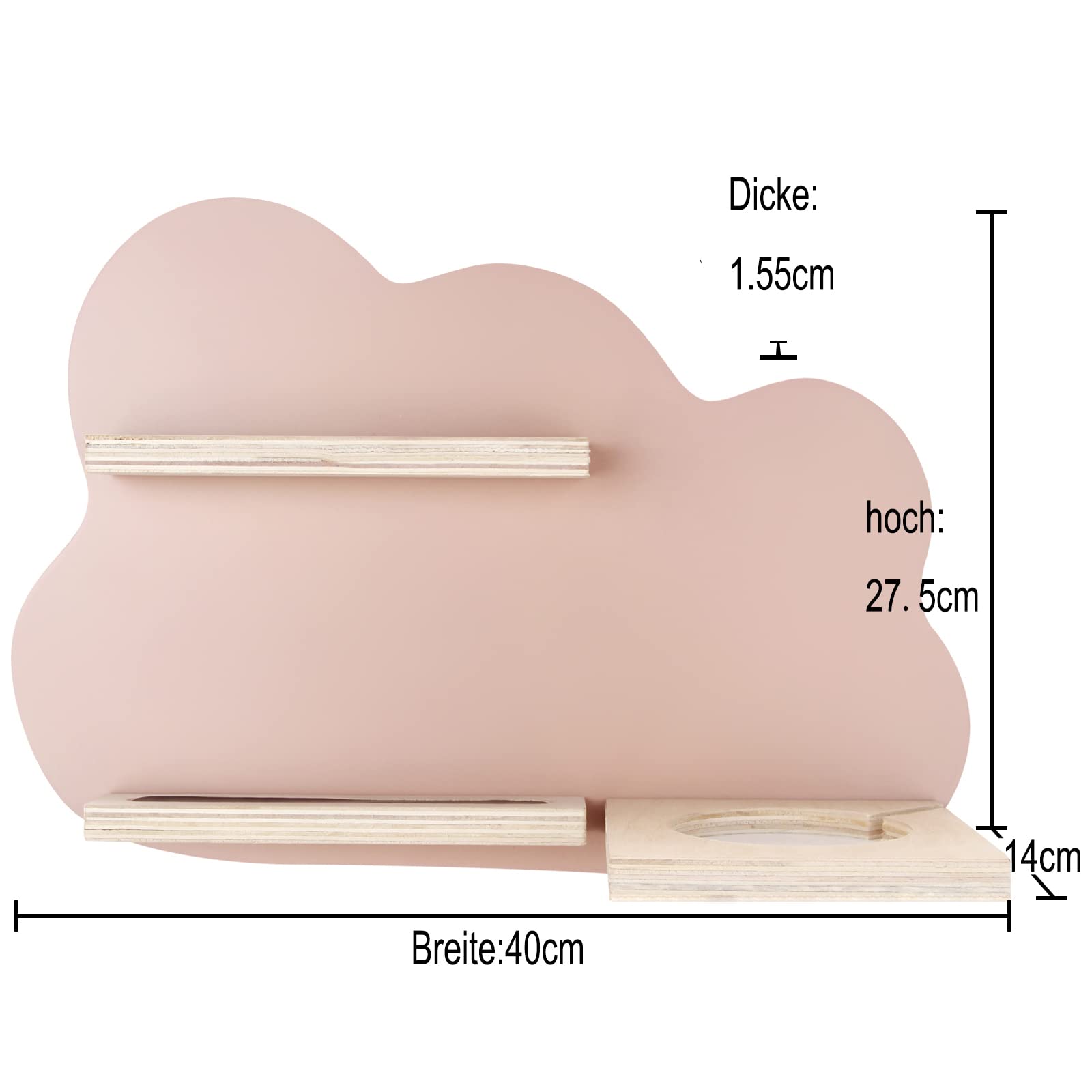 QILUCKY Magnetic Wall Shelf with Space for 14 Figures for Starter Children to Play and Collect(Clouds - Pink)