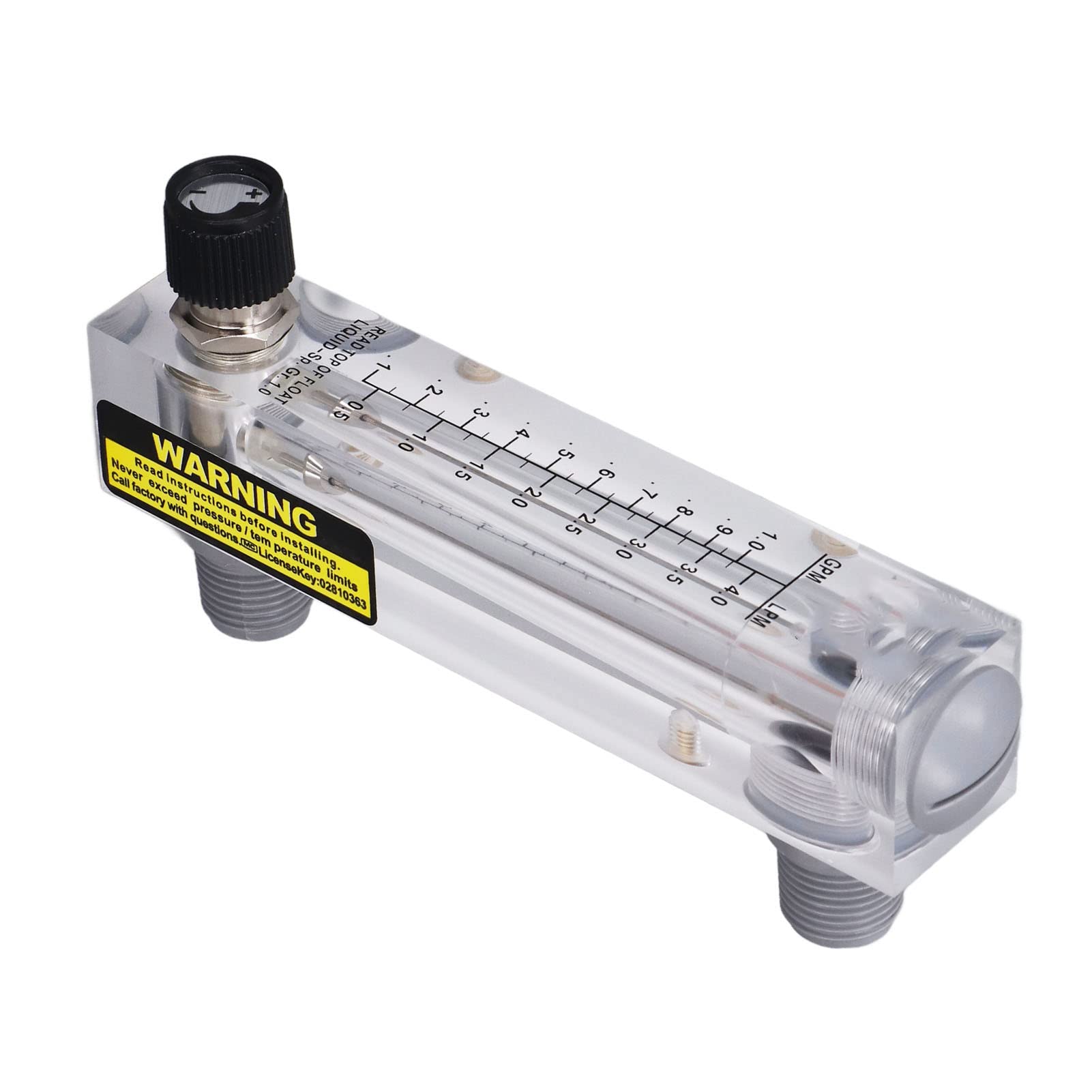 0.1-1GPM Liquid Flowmeter Adjustable Panel Mount Type Acrylic Transparent Water Flow Meter 1/4in Thread for Flow Rate of Liquid Medium