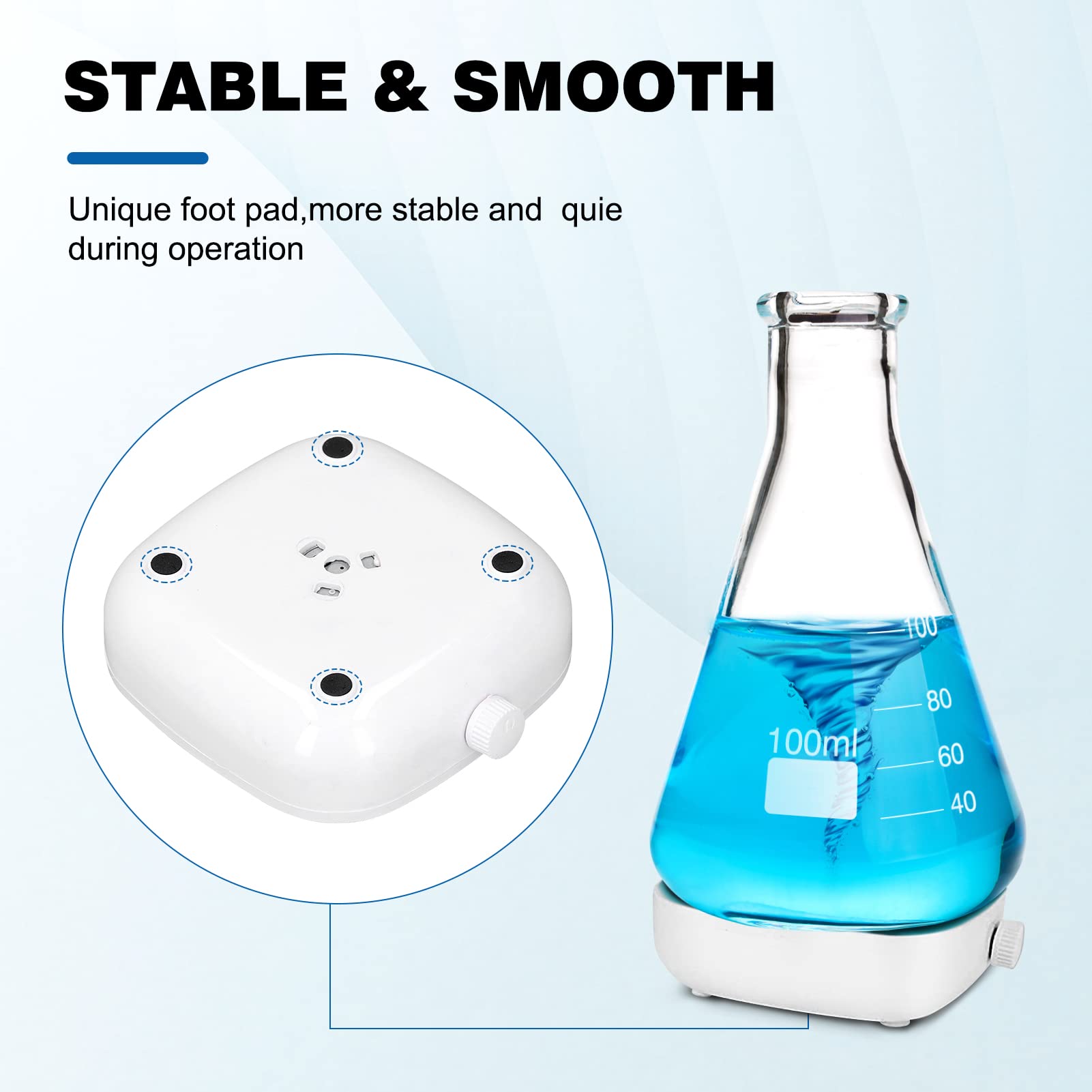 Magnetic Stirrer, Magnetic Stirrer Hot Plate Silent Portable Liquid Magnetic Mixer with Stir Head USB Cable Stir Plate for Home Experiments School Projects Lab Research