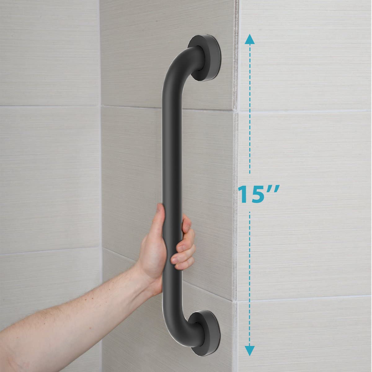 Gabrylly 15“ Grab Bar Handle for Bathroom Bathtubs and Showers, Matte Black