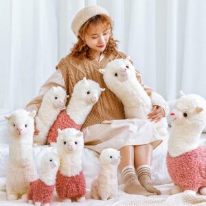 XIYUAN 18inch Alpaca Plush Hug Pillow Toy Alpaca Doll Toys Llama Plushie Stuffed Animal Llamacorn Plushie Doll Toy Soft Fluffy Cushion and Gift (Pink)