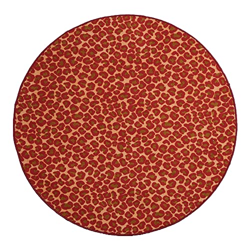 Furnish my Place Cheetah Print Area Rug, Animal Print Pattern Mat, Pet-Friendly Indoor Carpet, Wildlife Animal Inspired with Cheetah Design Rug for Living Room, Home Décor, 4' Round