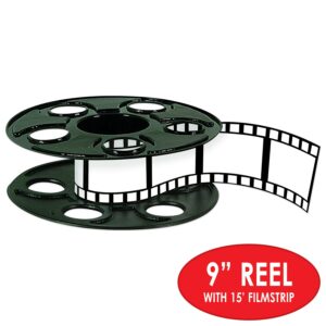 Beistle 2 Piece Awards Night Movie Reel with Filmstrip Centerpiece Red Carpet Hollywood Party Decorations, 9" & 15', Black/White