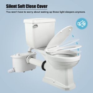 500Watt Upflush Toilet with Bidet Sprayer- Macerating Toilet withToilet Bowl,Toilet Tank and Macerator Pump with 4 Water Inltes for Kitchen Sink, Bathroom, Laundry