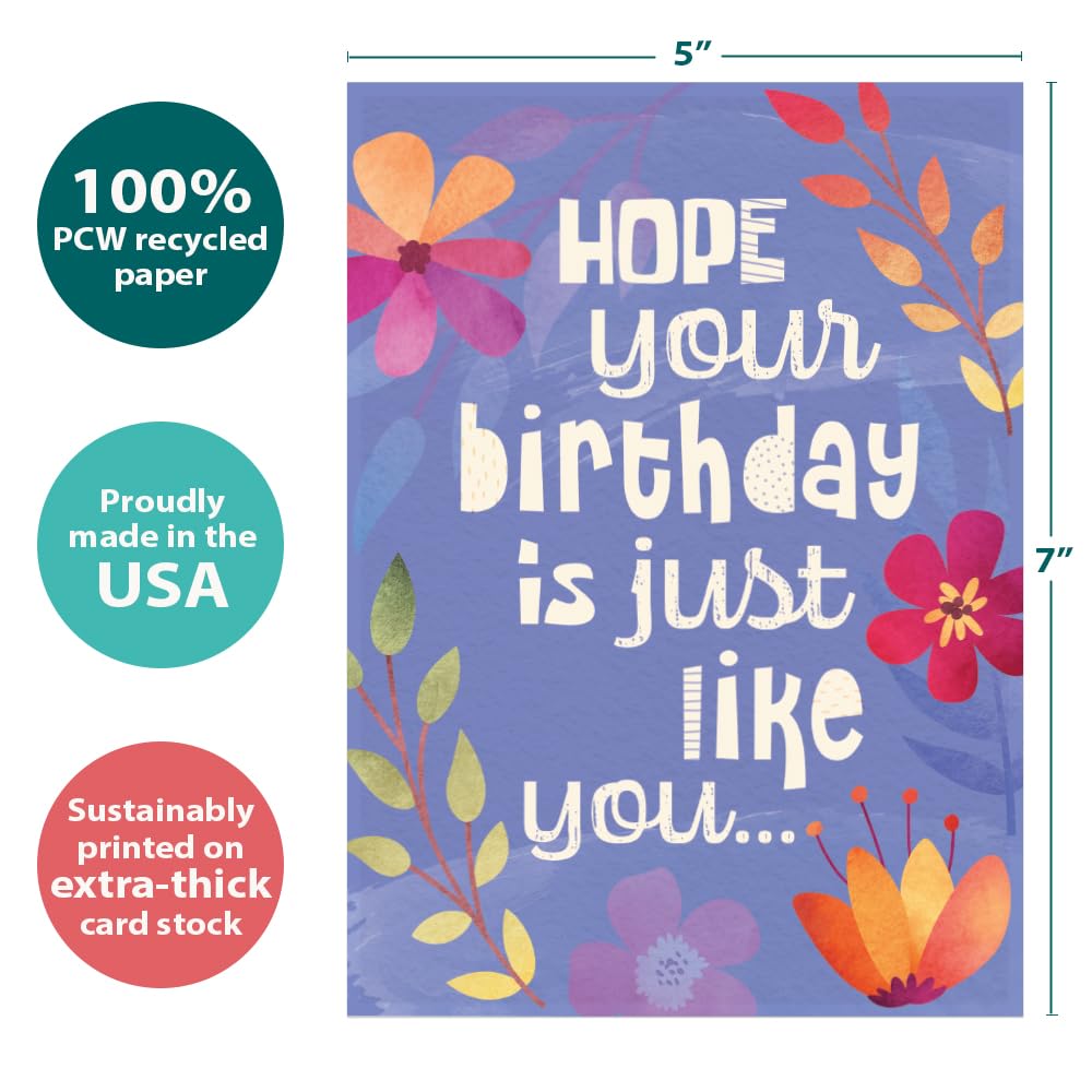 Tree-Free Greetings - Birthday Cards - Artful Designs - 1 Card + Matching Envelopes - Made in USA - 100% Recycled Paper - 5"x7" - The Best (GO61207)