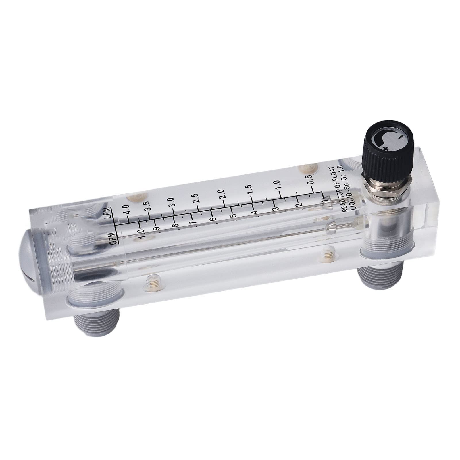 0.1-1GPM Liquid Flowmeter Adjustable Panel Mount Type Acrylic Transparent Water Flow Meter 1/4in Thread for Flow Rate of Liquid Medium