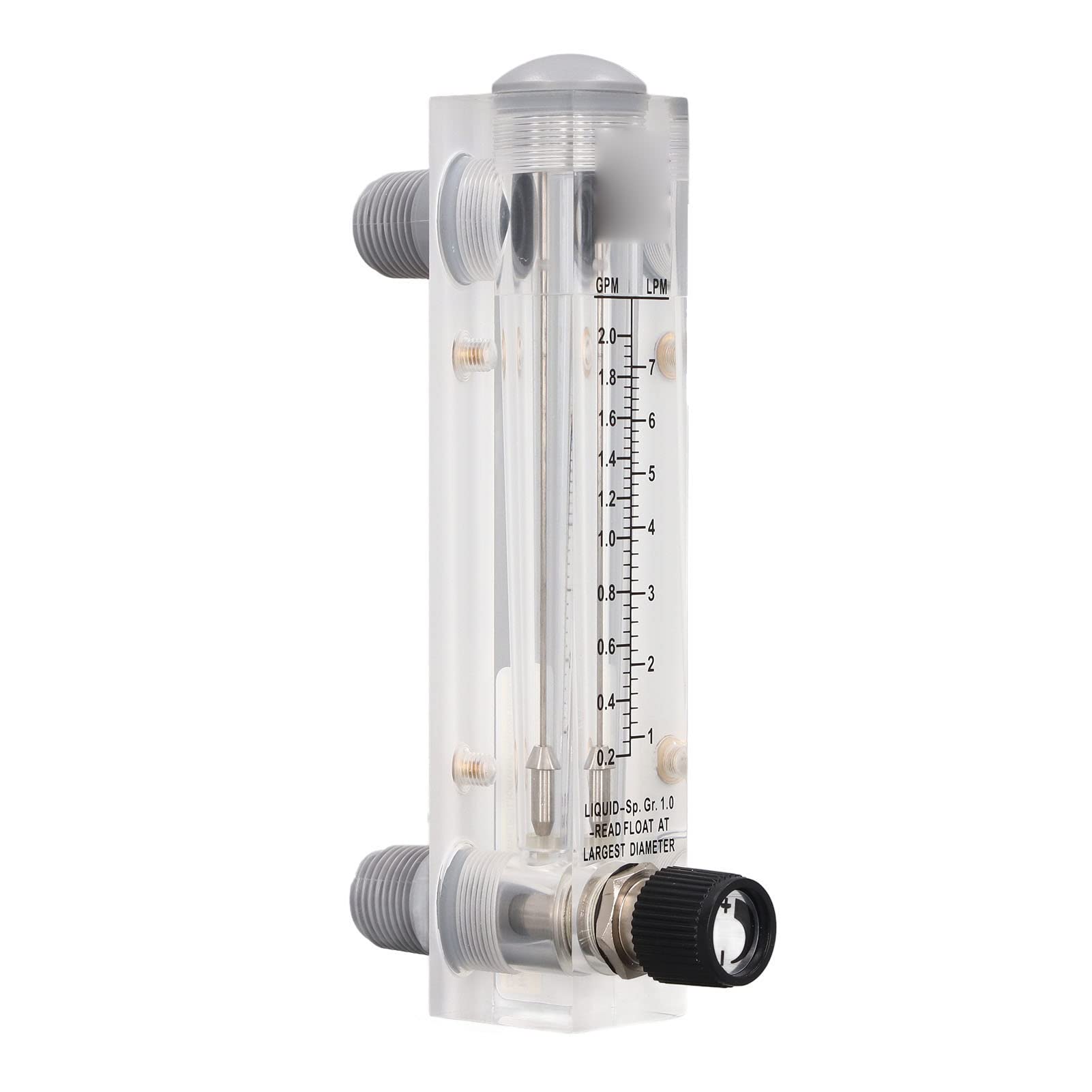 0.2‑2GPM Panel Type Water Meter Adjustable Liquid Flowmeter 1/2in Male Thread 1/4in Female Thread