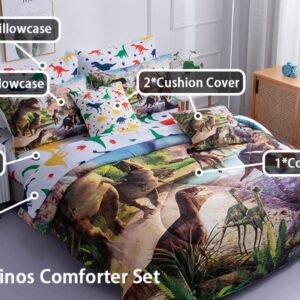 NiuOne Dinosaur Bedding Twin Comforter Set for Boys/Kids/Girls, Dinosaur Twin Bedding Set, 9 Piece Dinosaur Comforter Set Twin Size Bed in a Bag, Soft Microfiber Kids Summer Comforter Set Twin Size