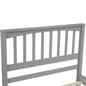 MERITLINE Twin Size Platform Bed, Wooden Twin Bed Frame, Gray