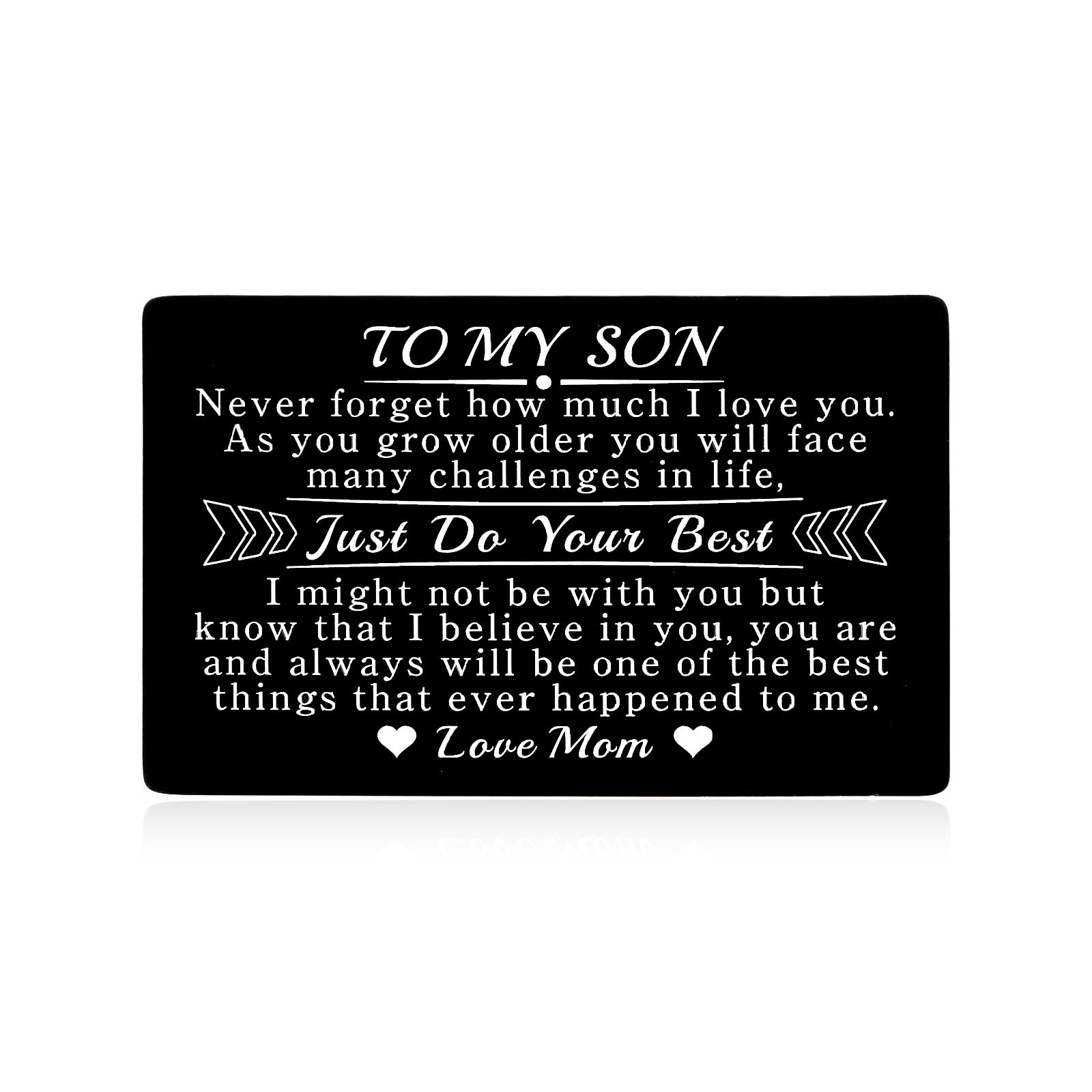 EuniGem Son Birthday Card from Mom To My Son Gifts Wallet Card from Mom, I Love You Proud of You Card Back to School College Graduation Gifts for Son, Homecoming Week Gift for Son Christmas