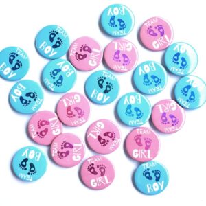 JEWSUN 50 Pcs Gender Reveal Badges Button Pins Team Boy Team Girl Button Pins Gender Reveal Party Decorations