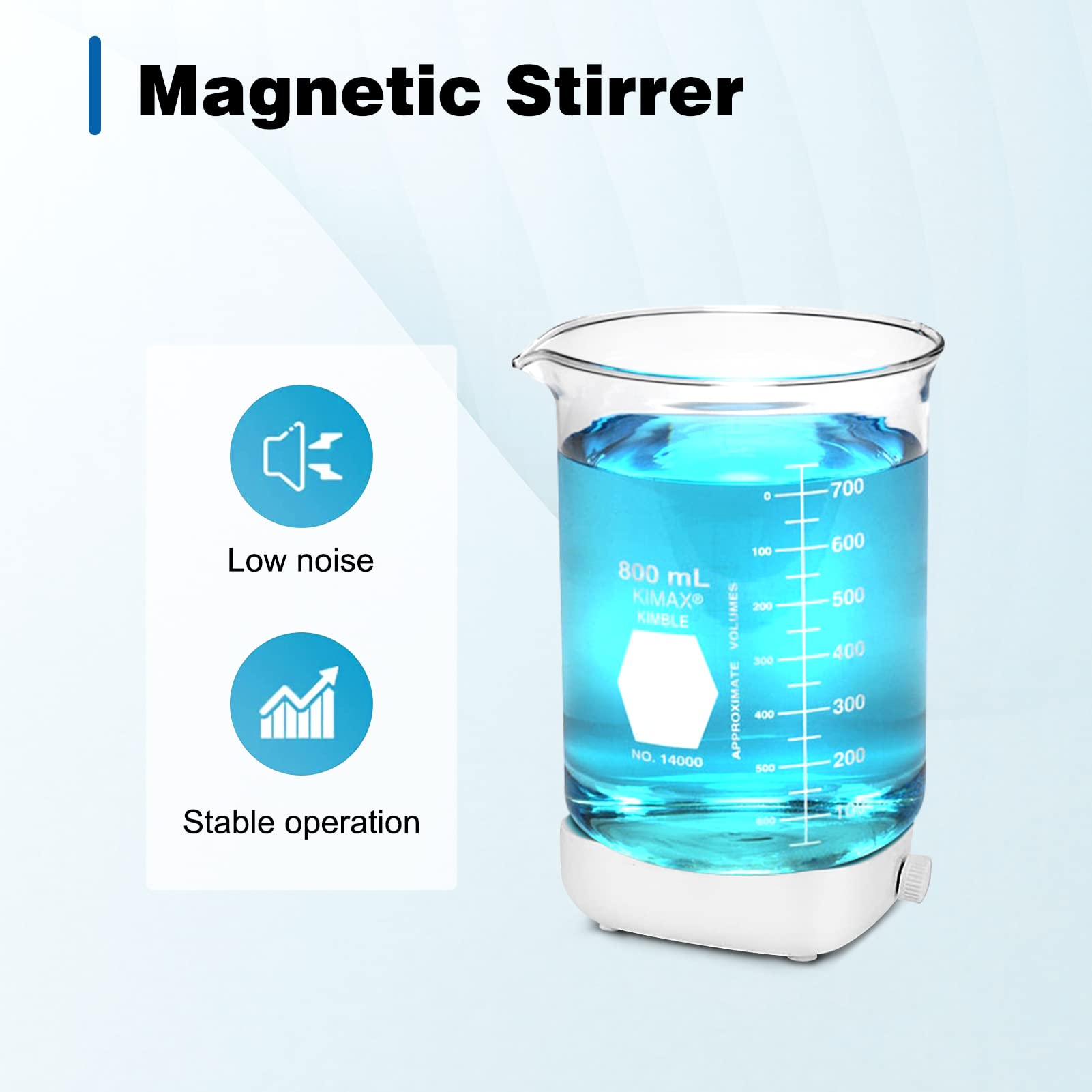 Magnetic Stirrer, Magnetic Stirrer Hot Plate Silent Portable Liquid Magnetic Mixer with Stir Head USB Cable Stir Plate for Home Experiments School Projects Lab Research