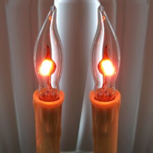 Halloween Flickering Flame Light Bulbs, Clear Flame Tip Candlestick Light Bulbs, Window Candle Replacement Bulbs with Orange Flame, 1 Watt, E12 Candlestick Base, 12 Pack