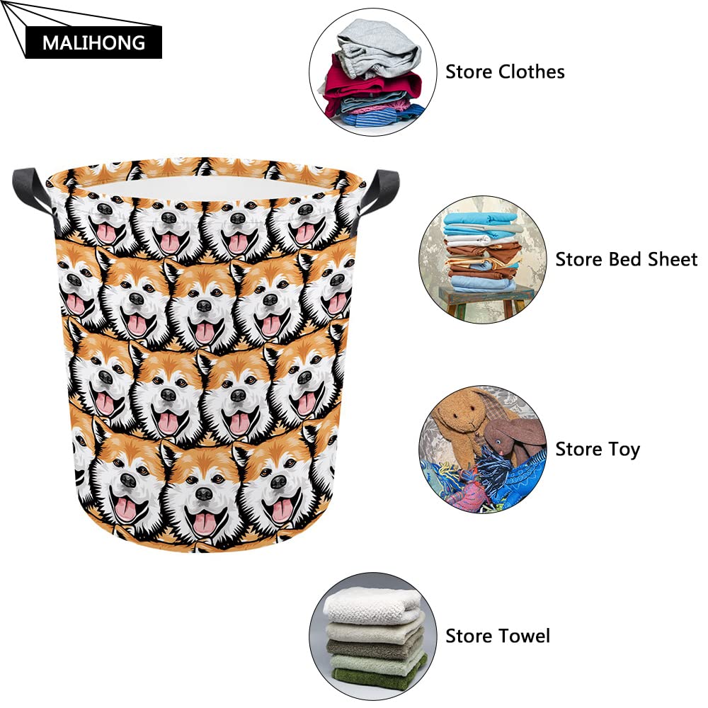 MALIHONG Dog Print Foldable Laundry Basket Cute Havanese Watermelon Laundry Hamper with Handle Toy Box Clothes Washing Storage Bag for Bedroom Nursery