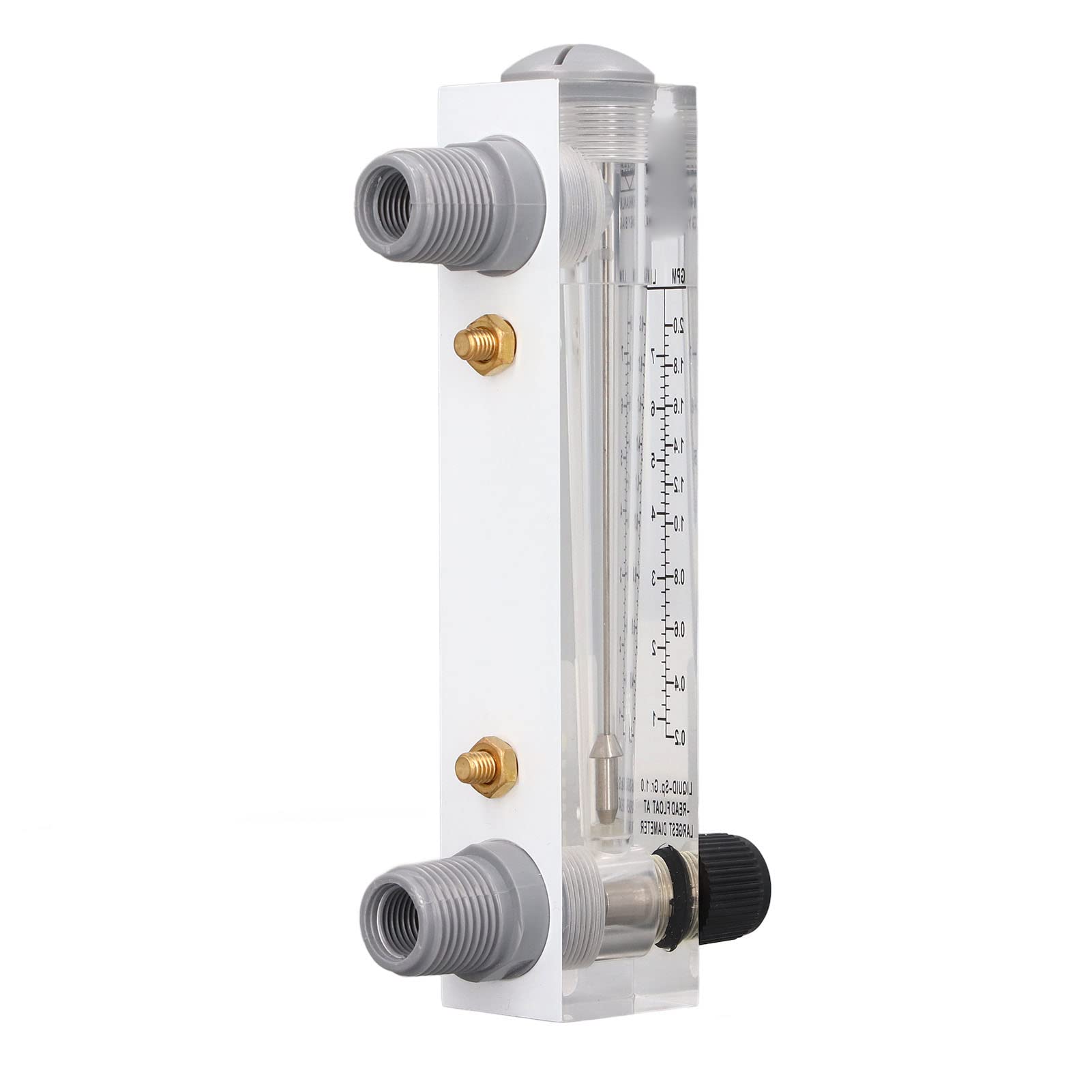 0.2‑2GPM Panel Type Water Meter Adjustable Liquid Flowmeter 1/2in Male Thread 1/4in Female Thread