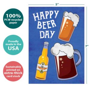 Tree-Free Greetings - Humorous Birthday Cards - Artful Designs - 1 Card + Matching Envelopes - Made in USA - 100% Recycled Paper - 5"x7" - Beer Day (GO61266)