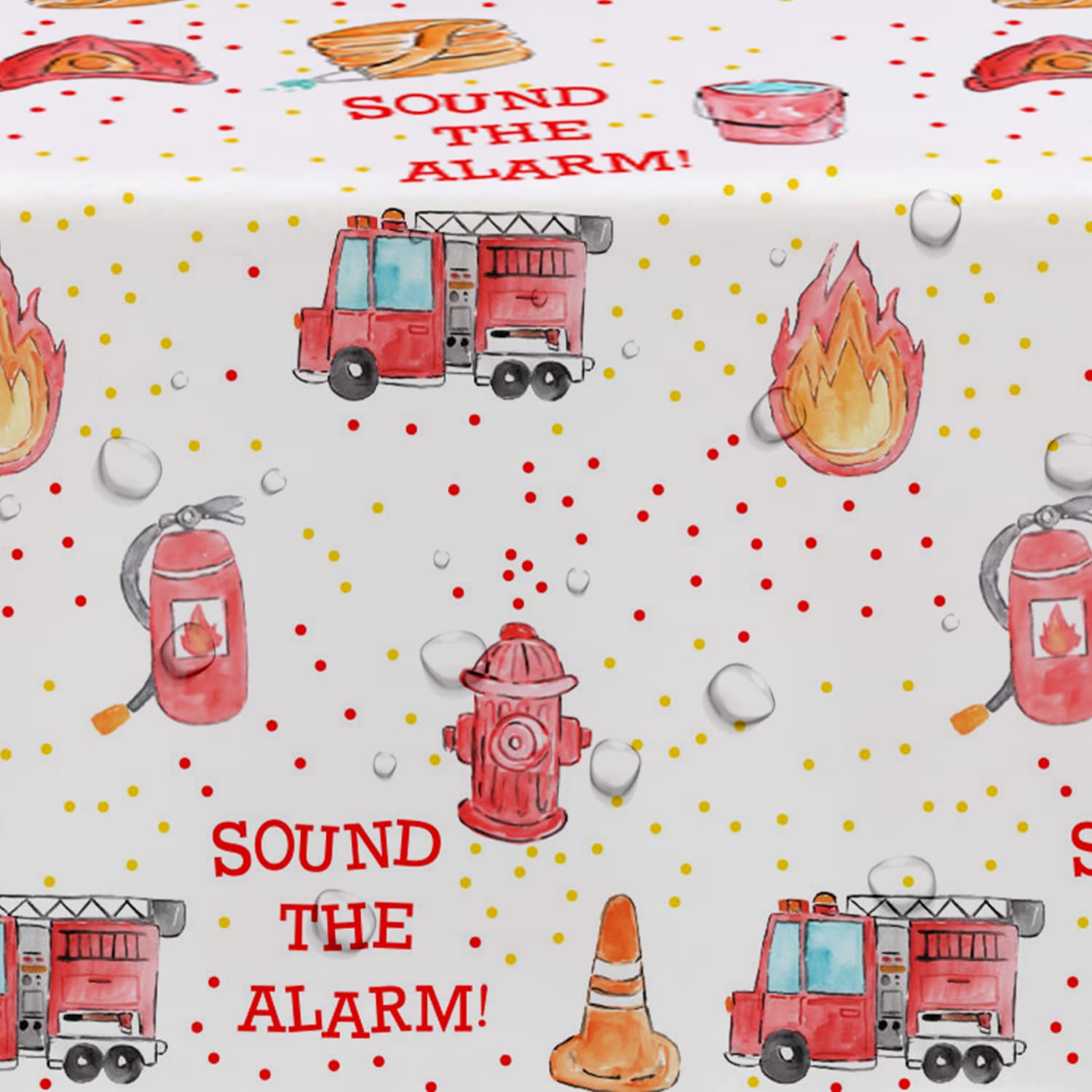 HIPVVILD Fire Truck Birthday Party Tablecloth Supplies - Disposable Firefighter Party Table Cover Decorations, Firetruck Fireman Theme Birthday Baby Shower Table Cloth - 4 Pack (54in x 108in)