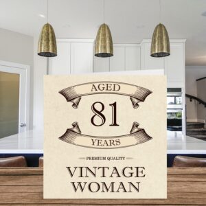 Vintage 81st Birthday Cards for Women - Aged 81 Years - Fun Birthday Card for Mom Sister Wife Granny Nanny Grandma Aunt, 5.7 x 5.7 Inch Ladies Greeting Cards, 81st Birthday Card