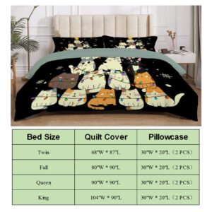 Anomadassi Funny Cat Christmas Tree Comforter Bedding Set 3 Piece Set, Microfiber Duvet Cover 3 Pieces for Any Bed Room or Guest Room, Full Multiple Size 68"x87" Twin