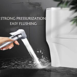 HOYOJU Solid Brass Handheld Bidet Sprayer Toilet-Adjustable Water Pressure Control with Bidet Hose for Feminine Wash Bidet Faucets Sprayer for Kitchen and Toilet Cleaning