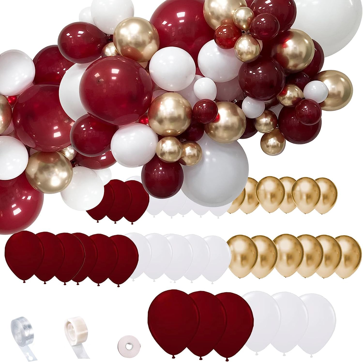 Graduation Party Decorations Burgundy Gold 2024/Burgundy Gold Balloons 81pcs/Maroon Gold Graduation Decorations 2024/Burgundy Gold Birthday Party Decorations Women/Fall Bridal Shower Decorations