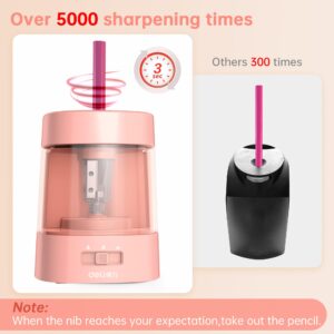 Deli Electric Pencil Sharpener, Automatic Pencil Sharpeners for No.2 Pencils Colored Pencils, USB & Battery Operated Pencil Sharpener for Kids, School, Home, Office, Classroom, Pink