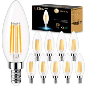 golspark candelabra led bulbs filament dimmable vintage edison light bulb chandelier,warm white 3000k,40 watt equivalent,400 lumen,e12 base,6 pack