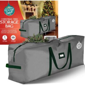 HOLIDAY SPIRIT Christmas Tree Storage Bag - Heavy-Duty Christmas Tree Bag with Durable Reinforced Handles and Zipper, Waterproof Storage Bag Protects from Moisture and Dust (Fits a 7.5FT Tree)