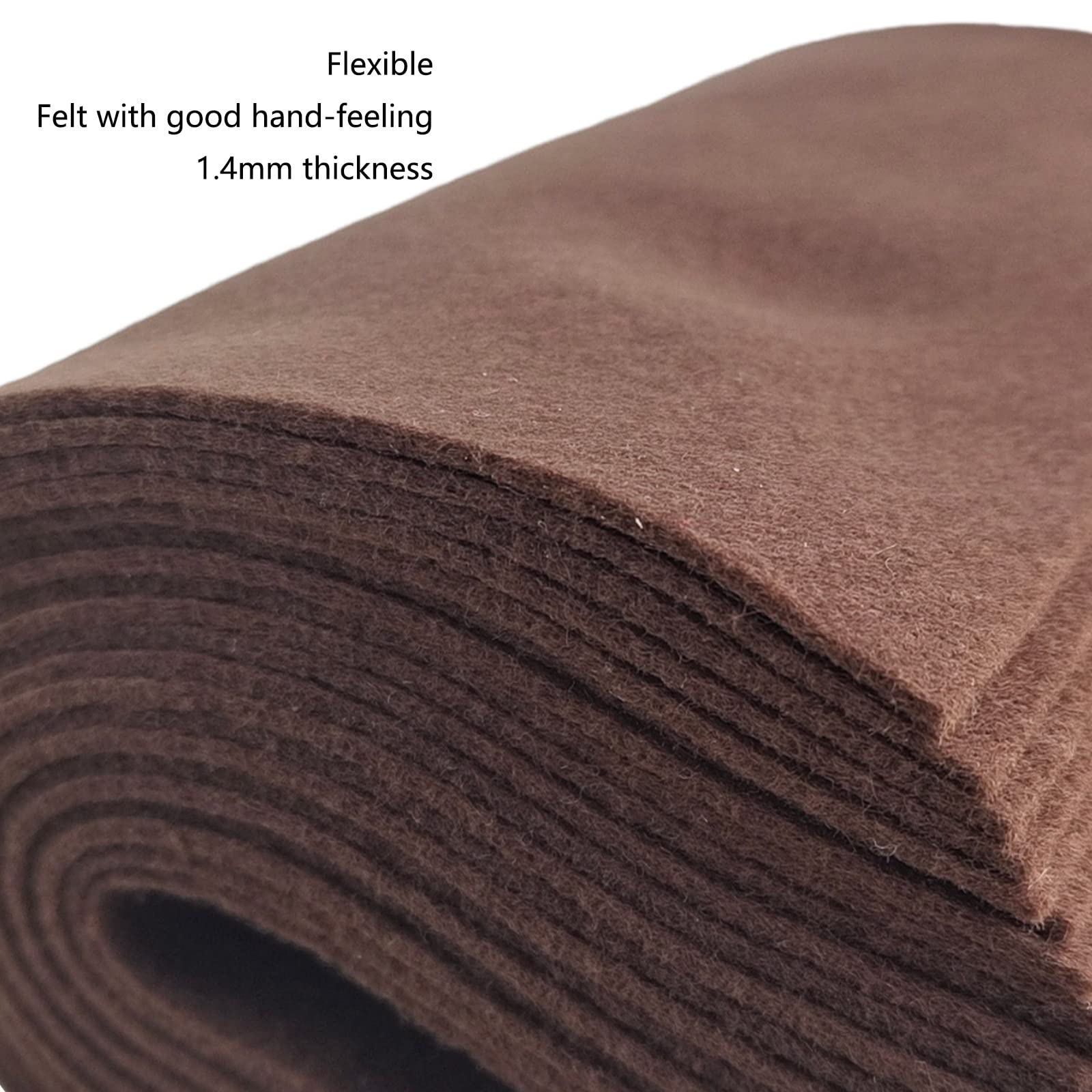 Jtnohx Soft Felt Fabric, Flexible Craft Felt, 1.4mm Thick 6"x6" Felt Sheets 20Pcs for DIY and Sewing Projects (Dark Brown)