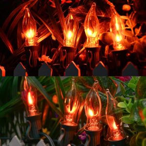 Halloween Flickering Flame Light Bulbs, Clear Flame Tip Candlestick Light Bulbs, Window Candle Replacement Bulbs with Orange Flame, 1 Watt, E12 Candlestick Base, 12 Pack