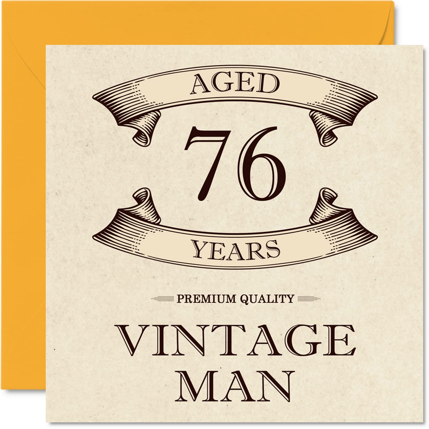 Stuff4 Vintage 76th Birthday Cards for Men - Aged 76 Years - Fun Birthday Card for Grandpa Dad Papa Pops Husband Uncle Brother Cousin, 5.7 x 5.7 Inch Greeting Cards, 76th Birthday Card