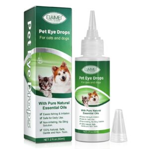 aiqiusha dog eye drops 60ml for all animal eye wash,helps relieve pink eye & allergy symptoms,eases itching & irritation,with pure natural essential oils 100% natural, safe, gentle and non- toxic