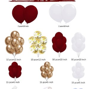 Graduation Party Decorations Maroon Gold 2024/Burgundy Gold Graduation Decorations/Maroon Gold Balloons/131pcs Maroon Birthday Party Decorations Women Fall Bridal Shower Decorations/Maroon Wedding