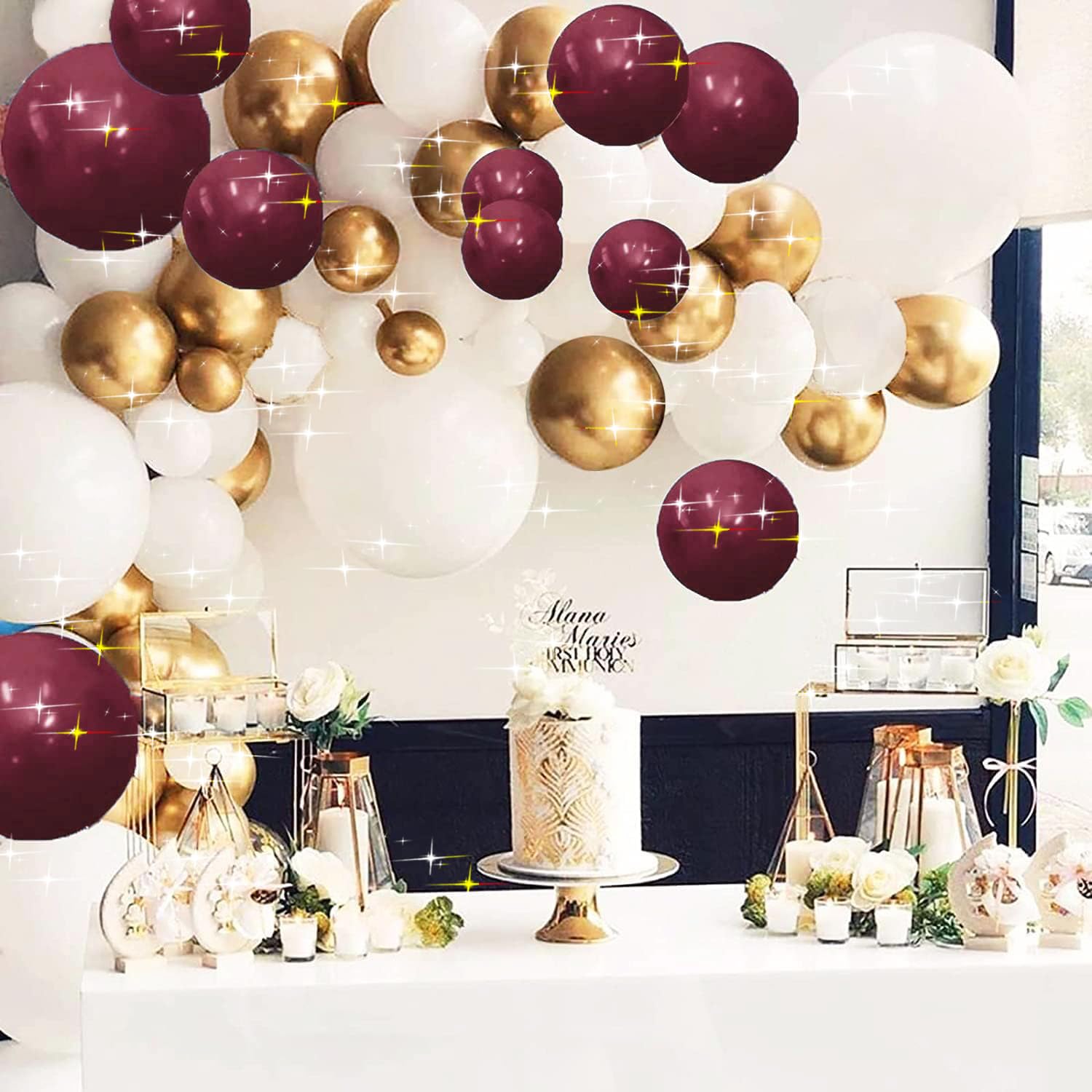 Graduation Party Decorations Burgundy Gold 2024/Burgundy Gold Balloons 81pcs/Maroon Gold Graduation Decorations 2024/Burgundy Gold Birthday Party Decorations Women/Fall Bridal Shower Decorations