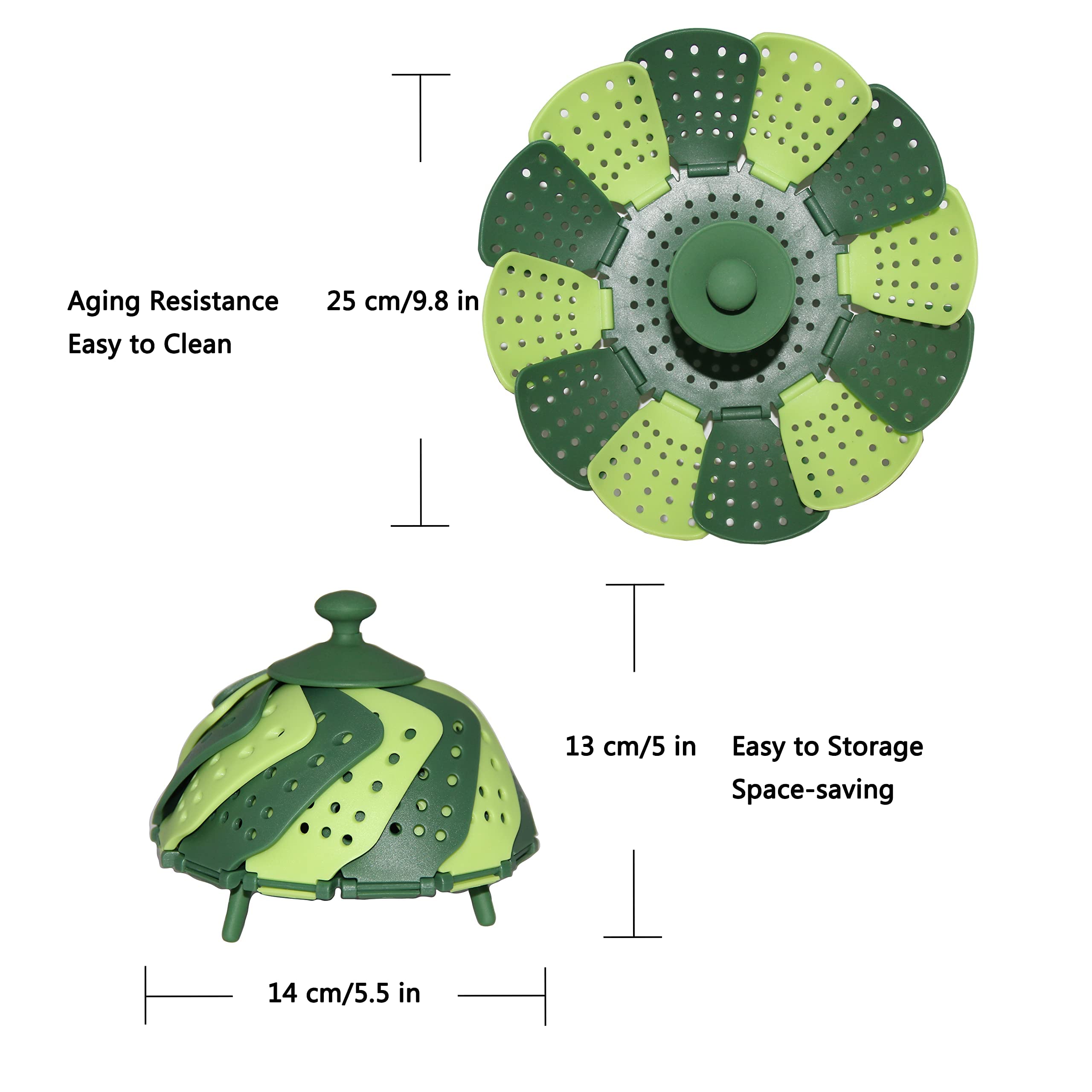 Cyrder Lotus steamer basket, Folding Steamer,BPA-Free,Green Kitchenware Accessory, Non-Scratch Silicone cookware