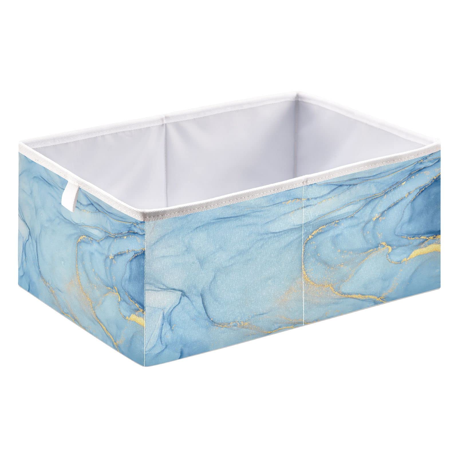 Marble Collapsible Fabric Storage Cubes Storage Bins, 11 Inch Cube Organizer Bin Cloth Foldable Cube Baskets for Shelf Closet, Blue Marble,GSLOR848