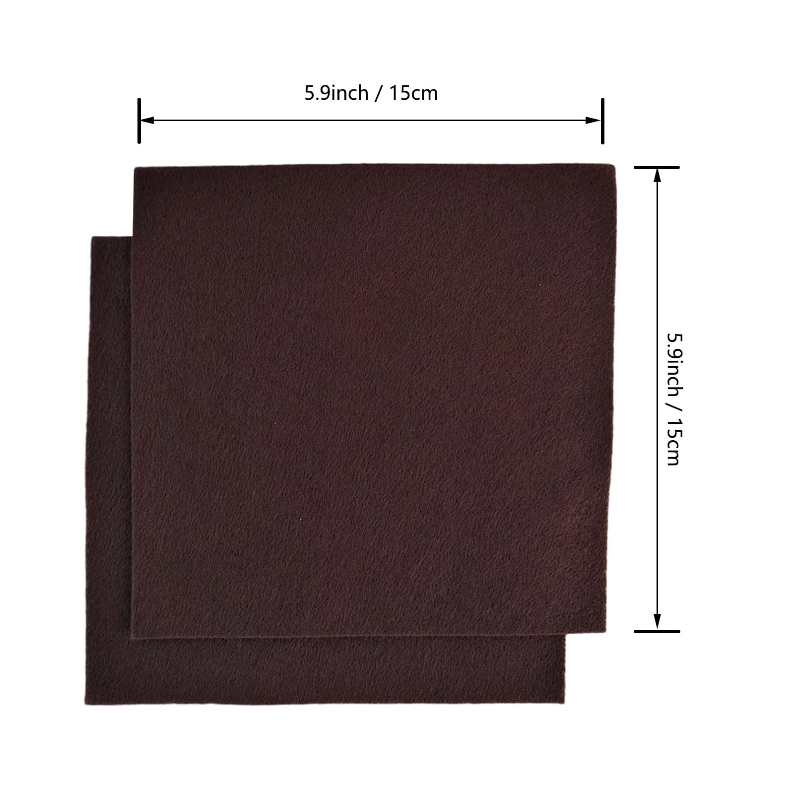 Jtnohx Soft Felt Fabric, Flexible Craft Felt, 1.4mm Thick 6"x6" Felt Sheets 20Pcs for DIY and Sewing Projects (Dark Brown)