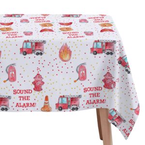 HIPVVILD Fire Truck Birthday Party Tablecloth Supplies - Disposable Firefighter Party Table Cover Decorations, Firetruck Fireman Theme Birthday Baby Shower Table Cloth - 4 Pack (54in x 108in)