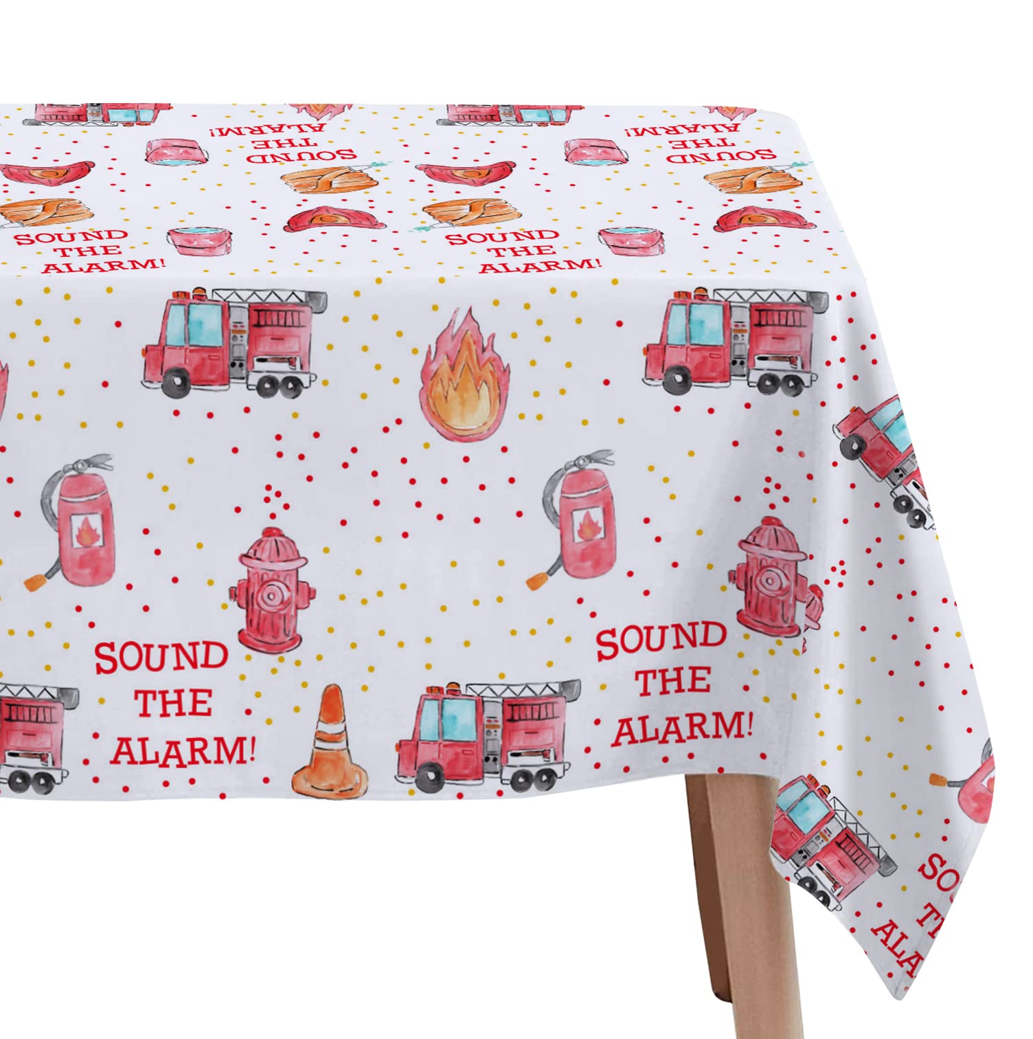 HIPVVILD Fire Truck Birthday Party Tablecloth Supplies - Disposable Firefighter Party Table Cover Decorations, Firetruck Fireman Theme Birthday Baby Shower Table Cloth - 4 Pack (54in x 108in)