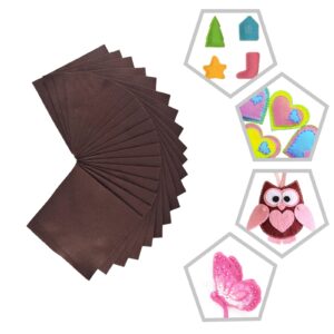 Jtnohx Soft Felt Fabric, Flexible Craft Felt, 1.4mm Thick 6"x6" Felt Sheets 20Pcs for DIY and Sewing Projects (Dark Brown)