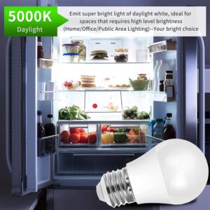 LED Refrigerator Light Bulb, 40 Watt Equivalent LED Appliance A15 Light Bulb 5000K Daylight for Fridge, E26 Base, Non-Dimmable, 6-Pack