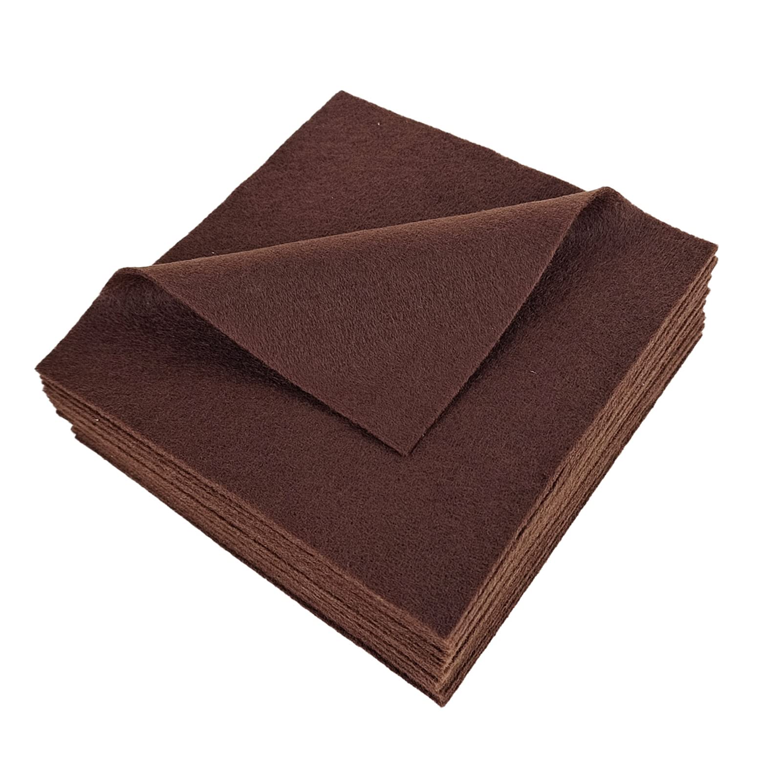 Jtnohx Soft Felt Fabric, Flexible Craft Felt, 1.4mm Thick 6"x6" Felt Sheets 20Pcs for DIY and Sewing Projects (Dark Brown)