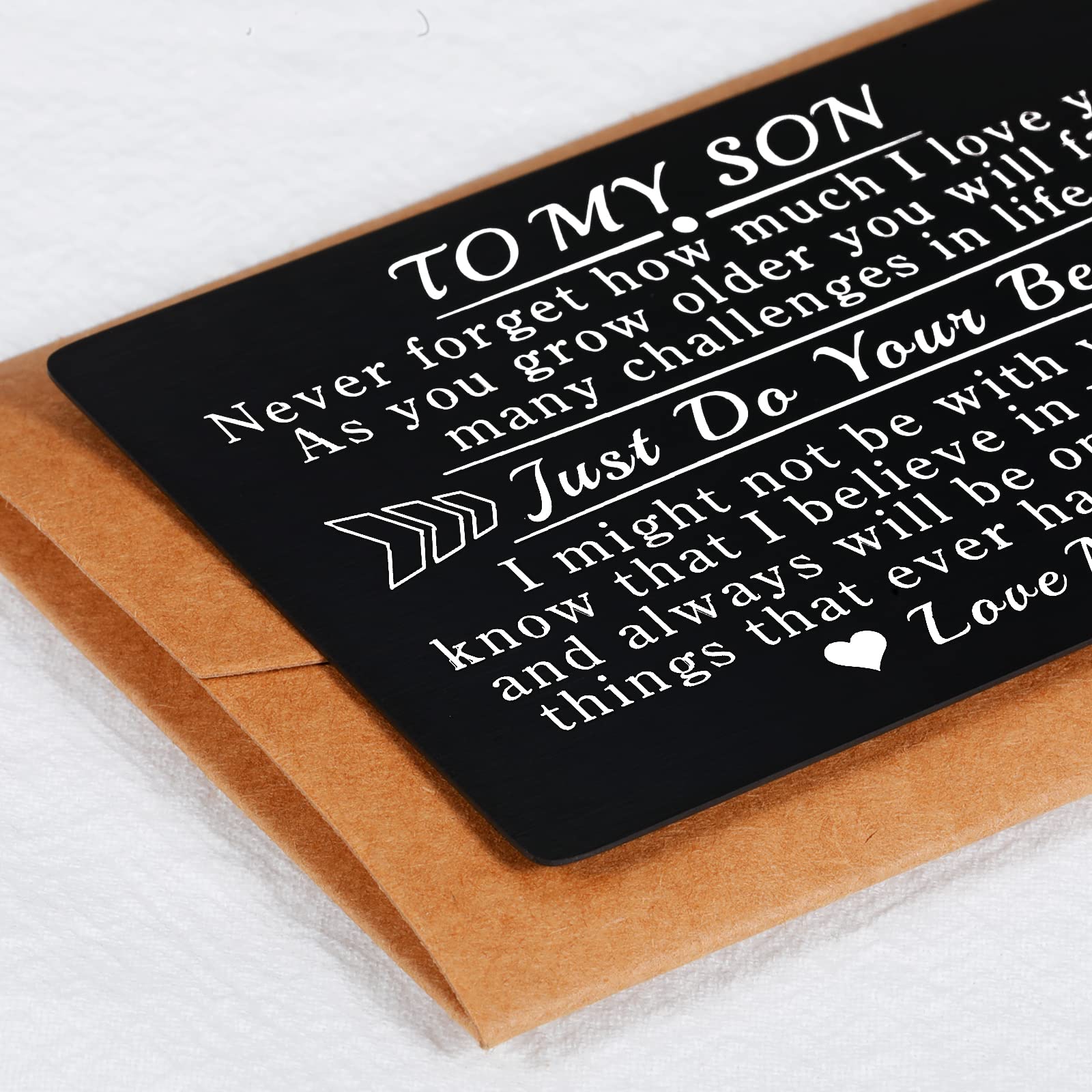 EuniGem Son Birthday Card from Mom To My Son Gifts Wallet Card from Mom, I Love You Proud of You Card Back to School College Graduation Gifts for Son, Homecoming Week Gift for Son Christmas